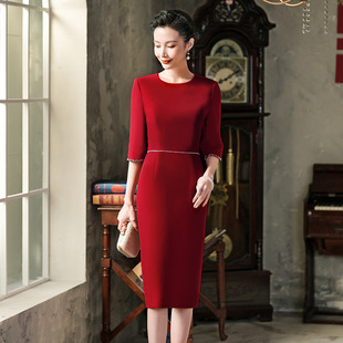Mom wedding dress 2024 spring new mid-year happy mother-in-law dress women's clothing plus size simple mid-length