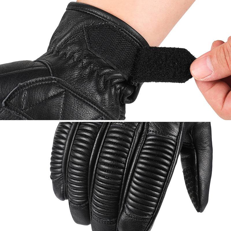 Guantes de motociclismo transfronterizos, para motocicleta, todoterreno, bicicleta, de piel de oveja auténtica, antideslizantes, transpirables, cálidos, con pantalla táctil