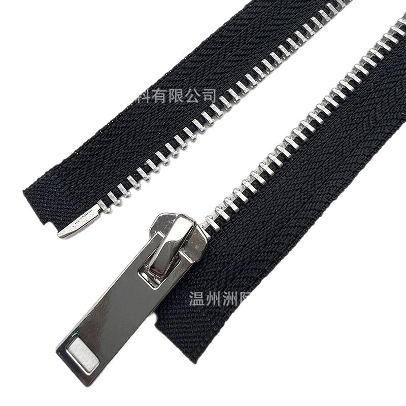 现货工厂白铝本齿黑古铜牙齿服装门襟拉链条装 全黑色金属拉链5号|undefined
