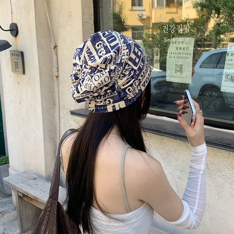 Sombreros de calle fritos en línea para mujeres coreanas retrógradas delgadas pañuelos perezosos lunes sombrero pareja simple sombrero de pila sombrero de cabeza