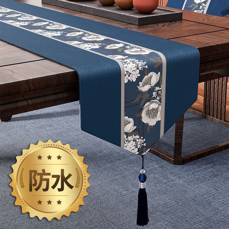 新中式桌旗禅意茶席感长条茶几垫布桌布茶桌茶垫茶台