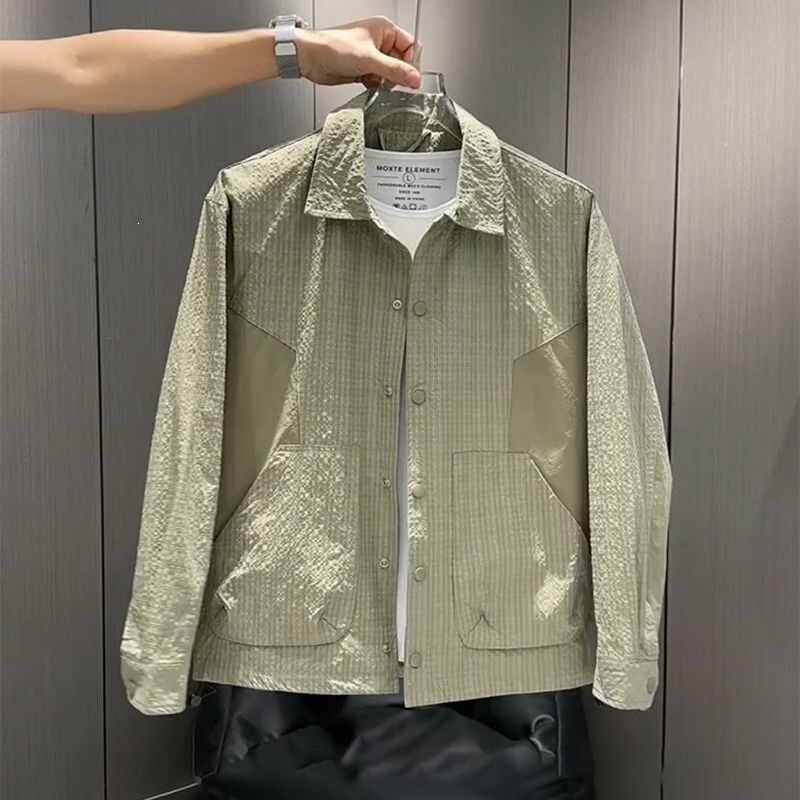 Bubble Gauze Jacket Men's American Style Slim Casual Versatile Lightweight Jacket Men's Spring and Summer New Style Top Men's Trendy
