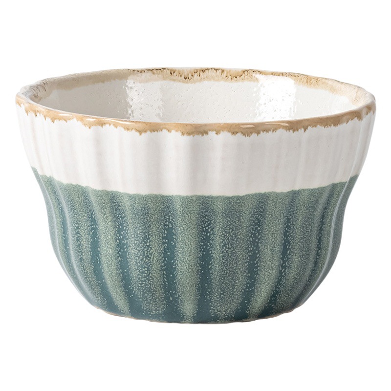 Tazón de arroz multicolor vidriado retro Tazón de sopa dulce para el hogar Tazón de avena Postre de cerámica Tazón pequeño Cuenco de arroz seco práctico