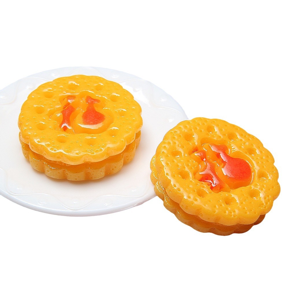 DIY resina galleta accesorios DIY crema teléfono caso broche llavero accesorios 26mm simulación de alimentos