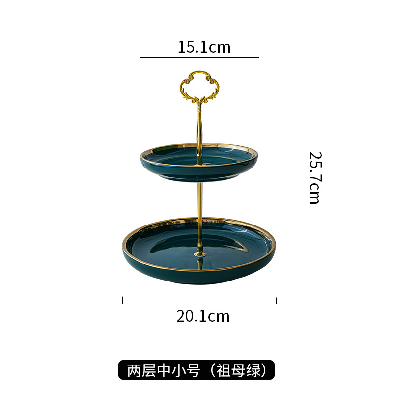 Luz de lujo de cerámica de tres capas Placa de pastel de frutas mesa de café del hogar bandeja de postre de dulces mesa de postre de cumpleaños de la boda creativa