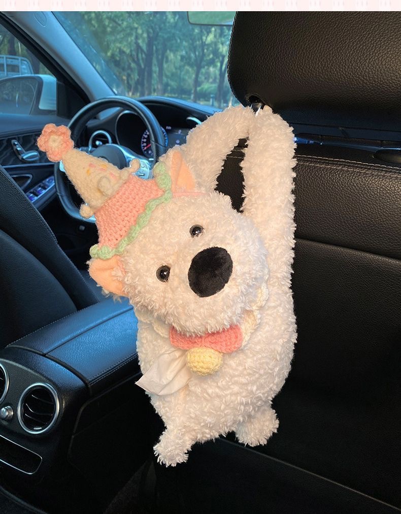 Car Tissue Box Creative Cute West Highland Paper Box Car Tissue Hanging Bag 2025 New Car Hanging Type