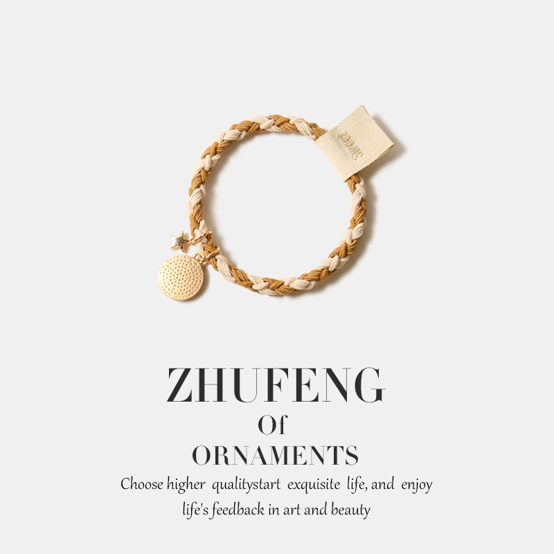 Retro cute woven high quality hair rope, hair accessory, with little bears, for beloved