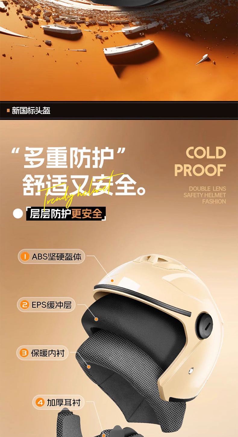 New National Standard A-Class Double Lens 3C Certified Electric Motorcycle Helmet