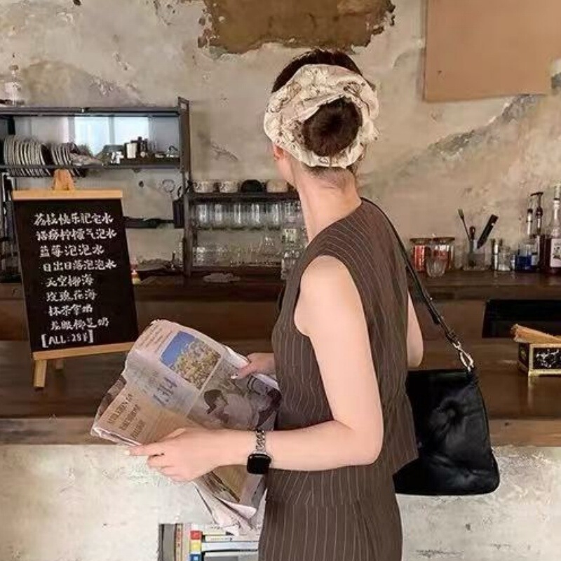 高级咖系印花气质发圈女扎头发饰肠圈头饰高级洋气韩国时尚头绳|undefined
