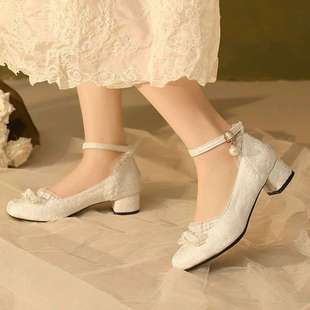 Thick-Heeled Flats for Women 2025 Spring & Fall New Style Chinese Style with Cheongsam Shoes Horse Face Skirt Mary Jane High Heels