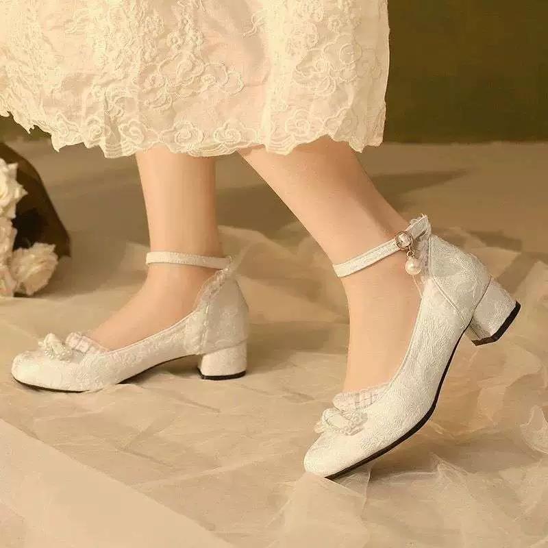 Женские балетки на толстом каблуке, весна-осень 2025, новый стиль в китайском стиле с туфлями-чонсам, юбка-хорсфейс, туфли Мэри Джейн на высоком каблуке