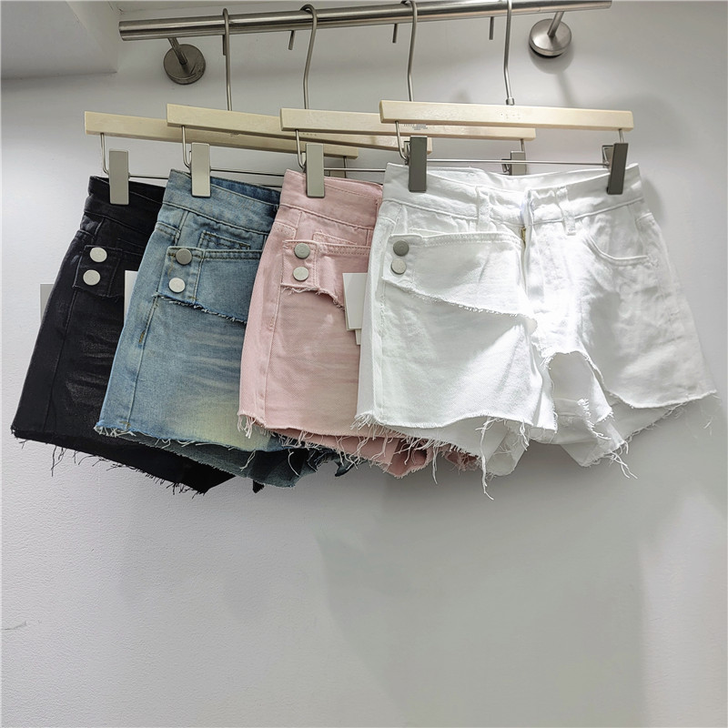 Pantalones Cortos de Mezclilla Irregulares para Mujer de Cintura Baja
