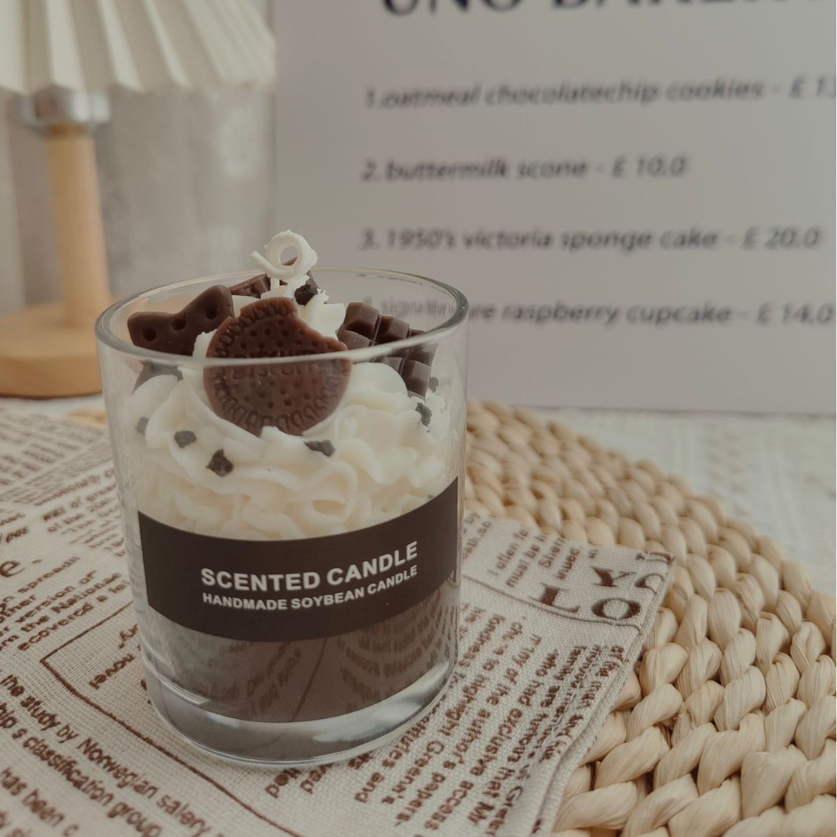 Erdbeer-Schokoladen-Duftkerze aus Sojawachs, handgefertigt, ideal als grenzüberschreitendes Geschenk, Dessert, Halloween oder Weihnachten_voghion.com