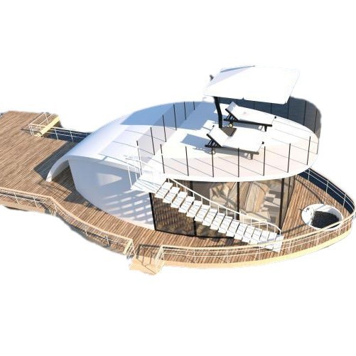 Casa flotante de celebridades de Internet, dos dormitorios, dos pasillos, pescador, casa flotante en el agua, barco de imitación del lago, cápsula espacial de placa de aluminio, casa de familia