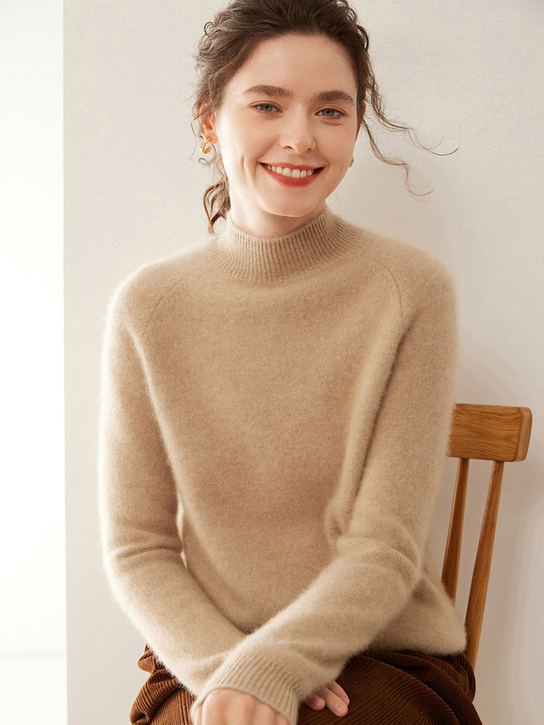 Autumn and Winter New Style Half-Turtleneck Pure Cashmere Sweater for Women, Solid Color, Loose Fit, Versatile Base Layer, Thickened Wool Sweater for Women Autumn and Winter New Style Half-Turtleneck Pure Cashmere Sweater for Women, Solid Color, Loose Fit, Versatile Base Layer, Thickened Wool Sweater for Women