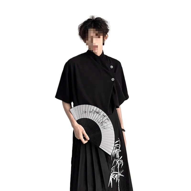 Summer silk shirt, Chinese style, with short sleeve, high-quality style