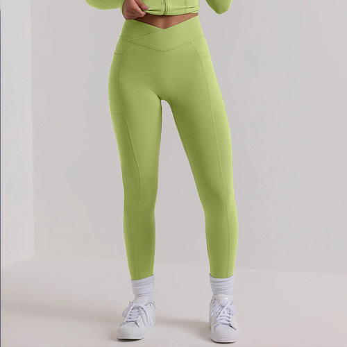 Cross-border new long-sleeved tops for tummy control and body shaping with pockets yoga pants fitness tights sports suits wholesale