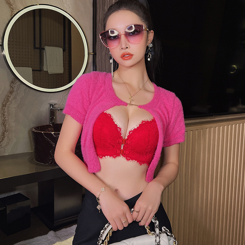 8138 caliente nueva moda sexy hebilla delantera belleza espalda push up cómodo pequeño pecho ropa interior de las mujeres sujetador traje