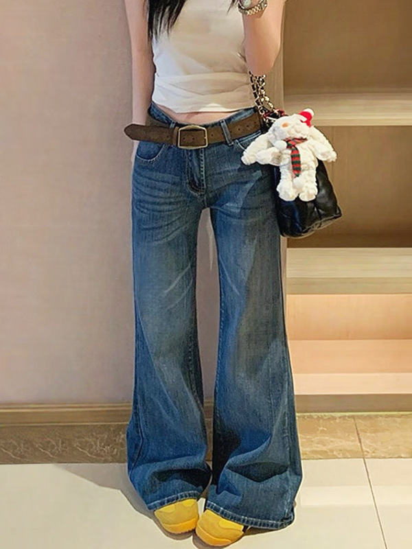 微喇牛仔裤女高腰弹力2025秋季新款韩版窄版显瘦阔腿马蹄喇叭裤子|undefined