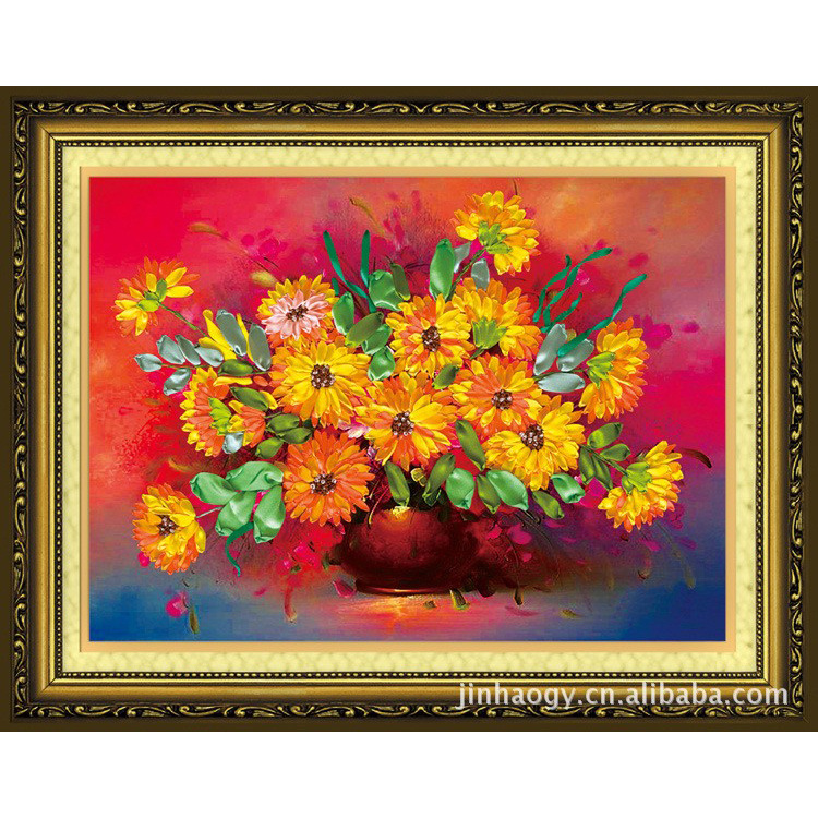 Nueva cinta bordado tridimensional bordado hecho a mano bricolaje colgando pintura sala de estar dormitorio estudio material paquete kit ramo colgante pintura