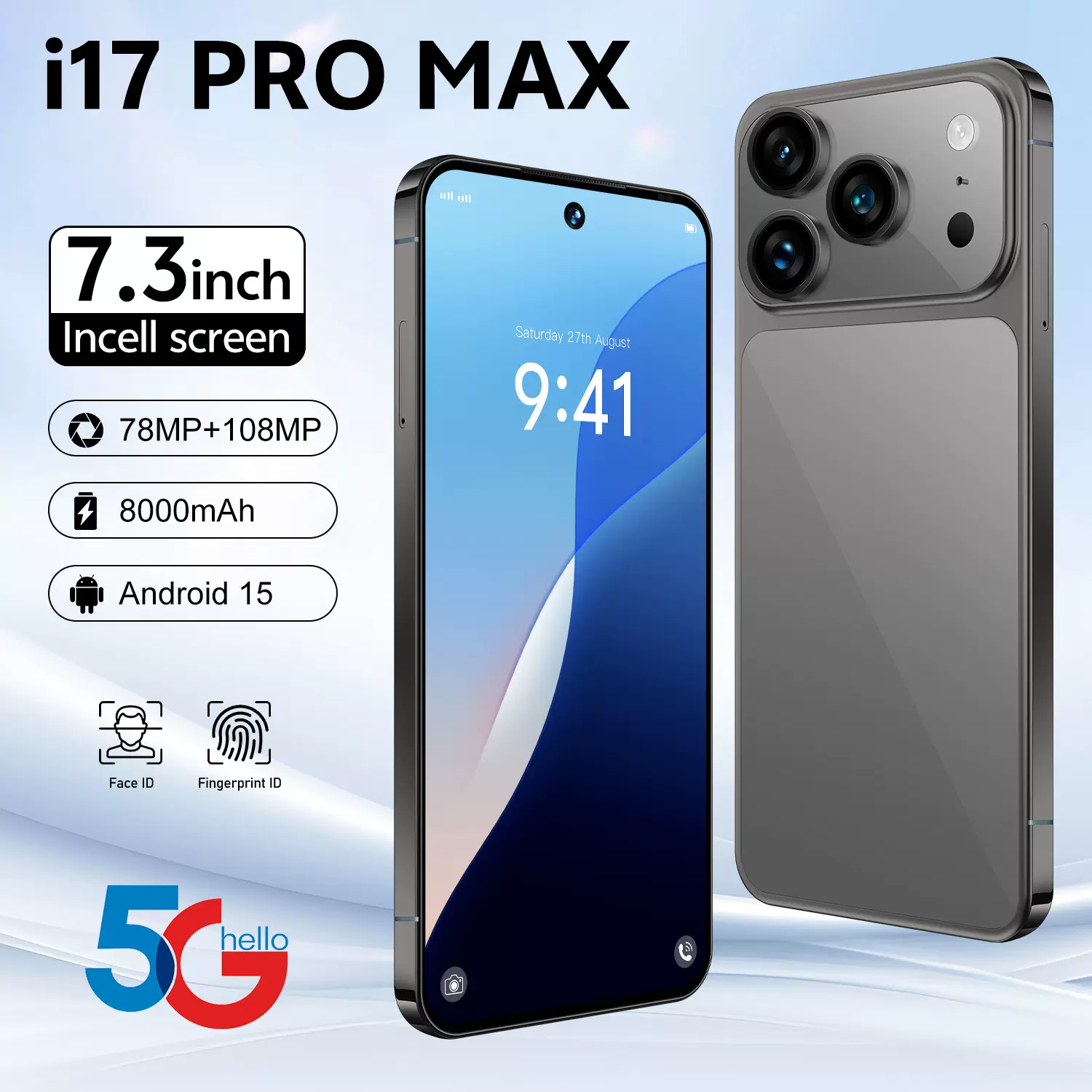 跨境新款i17 Pro Max 7.3寸安卓16+1T  智能外贸手机源头厂家直销