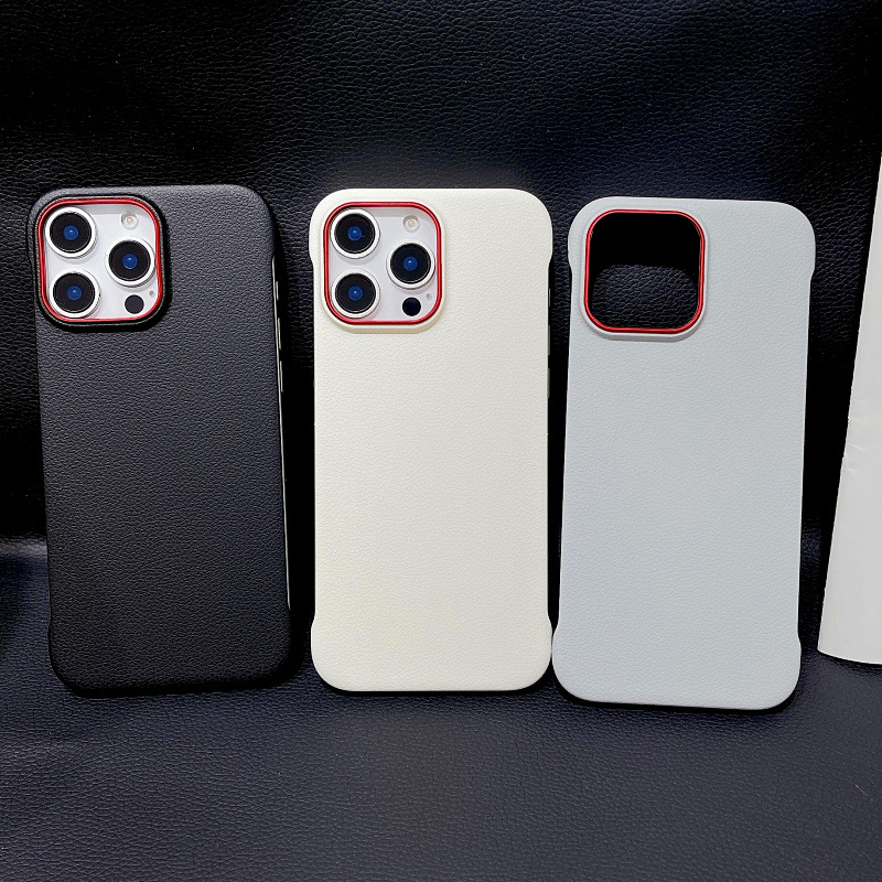 适用iPhone16Promax无边框散热保护套苹果15皮纹超薄14简约手机壳