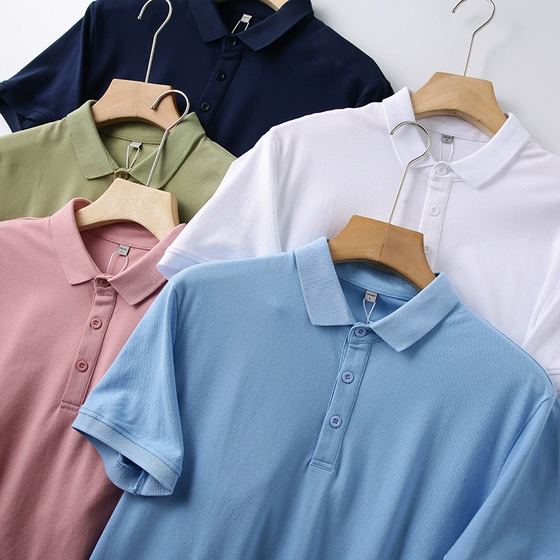 213 # Компания заказала товар однотонного цвета за пределами фабрики MAO, хлопковая футболка с коротким рукавом и одним лацканом, мужская повседневная рубашка-поло