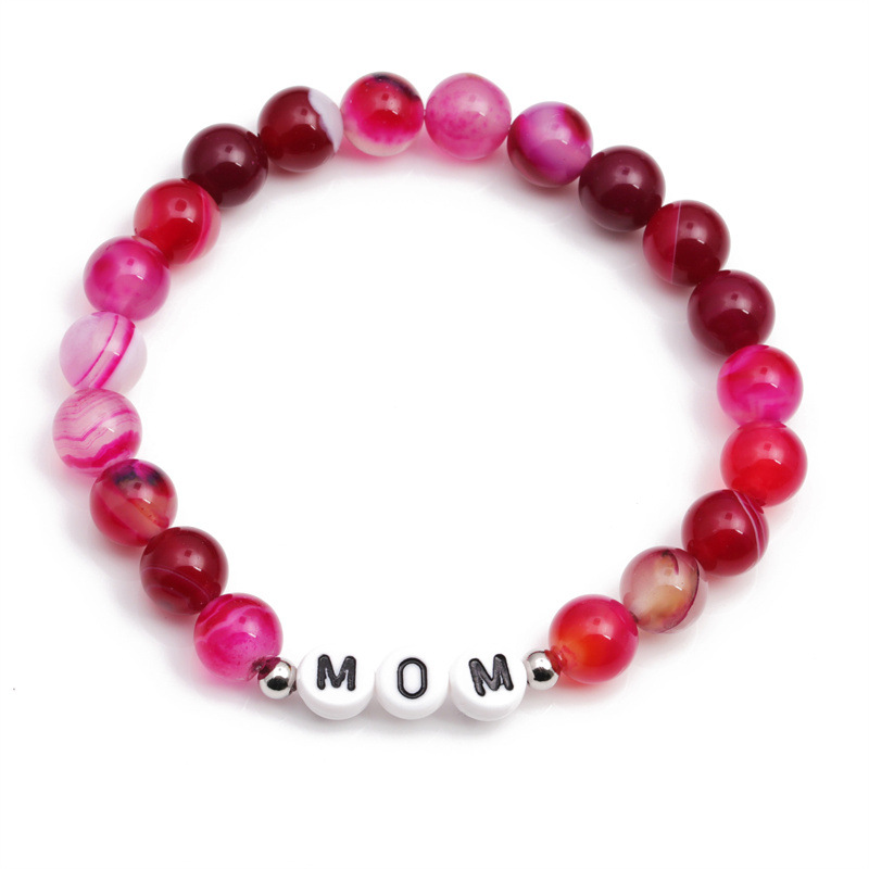 Europa y América simple transfronteriza Rose línea roja ágata pulsera de cuentas MAMA pulsera de cuentas del Día DE LA Madre pulsera para las mujeres