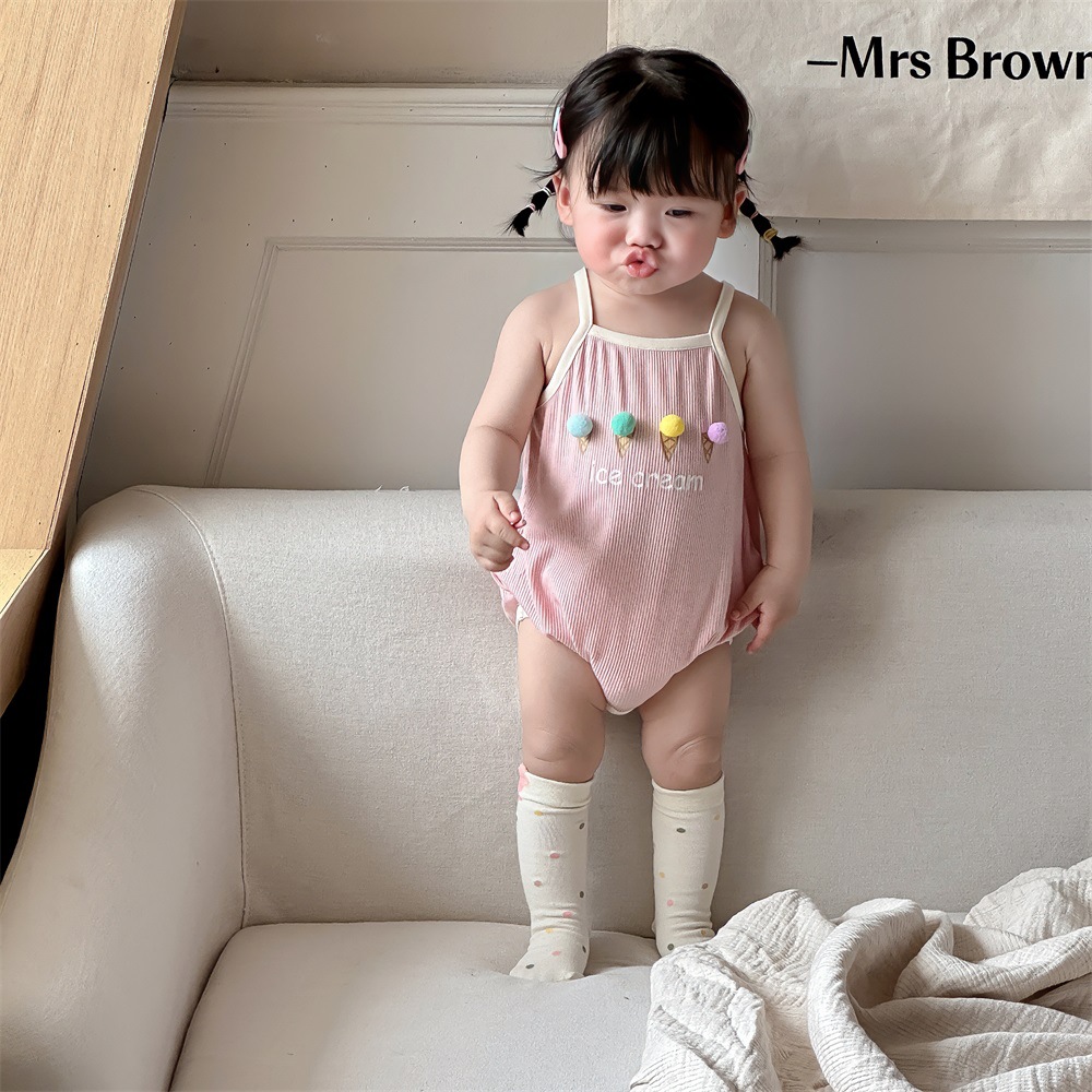 Ropa de bebé estilo de verano 0-2 años de edad, cabestrillo de bebé, mameluco triangular, traje de escalada, estilo delgado, tipo A, ropa de casa, ropa de pedo