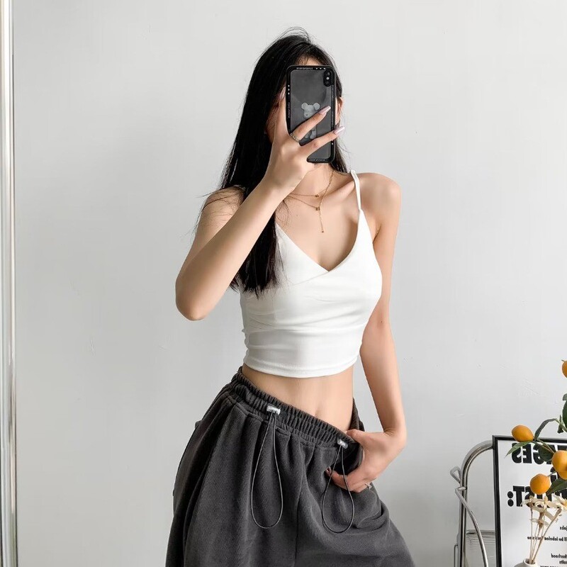 European and American wind sexy cross navel short solid color strap small vest female summer new slim jacket