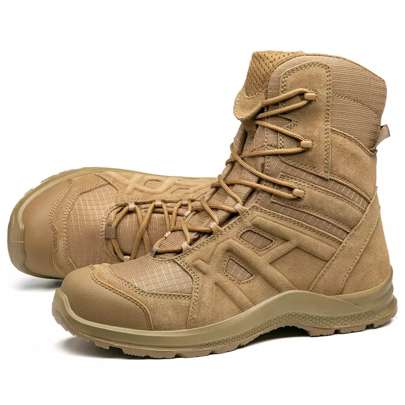 跨境户外徒步防滑耐磨作战靴新款高帮战术靴一体注射靴防护训练靴