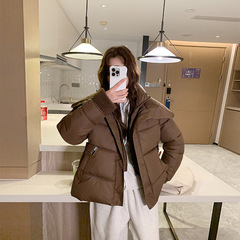 欧洲站外贸2025冬季新款假两件棉衣棉服休闲时尚洋气简约显瘦外套