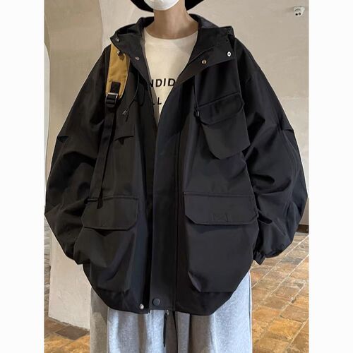 American work-style windbreaker jacket for men, suitable for spring and autumn, functional trendy brand, waterproof, multi-pocket casual jacket