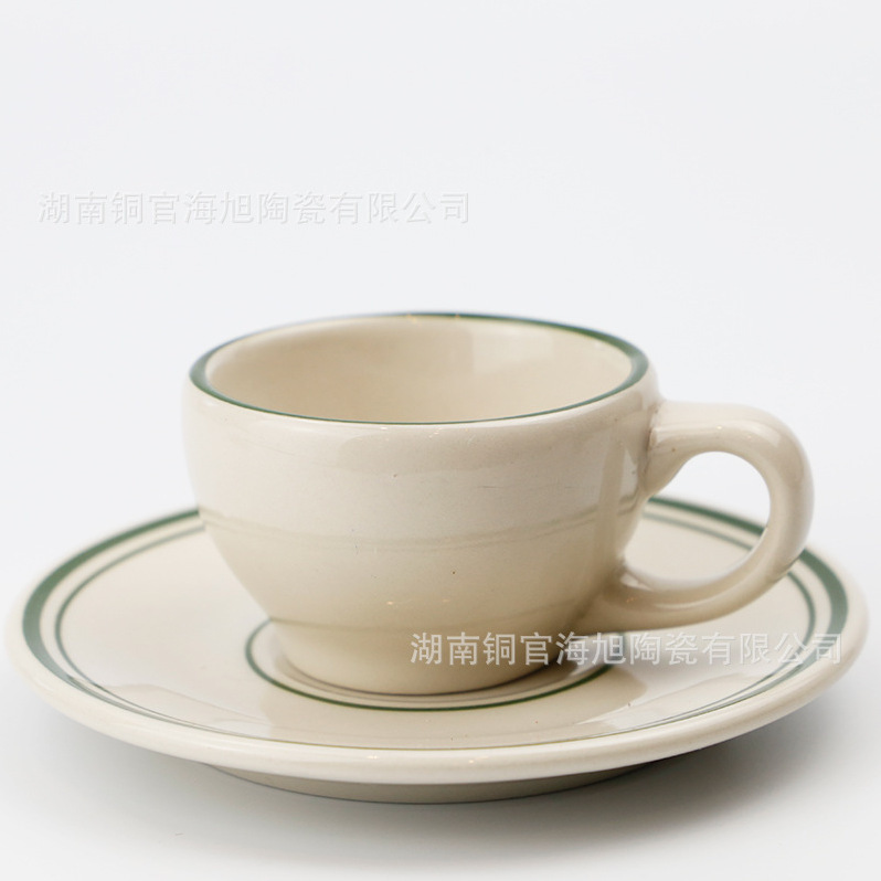 ヨーロッパ式のシンプルな陶磁器の碗の皿の手描きの緑の線の洋食の皿ins風の家庭用の茶碗の野菜の皿の陶磁器の食器|undefined