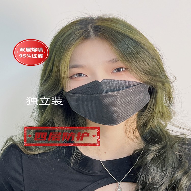 防晒防尘绿盾KN95口罩两层熔喷3d立体折叠透气不粘口红防护