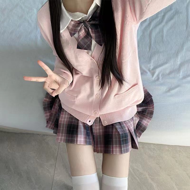 핑크 니트 가디건