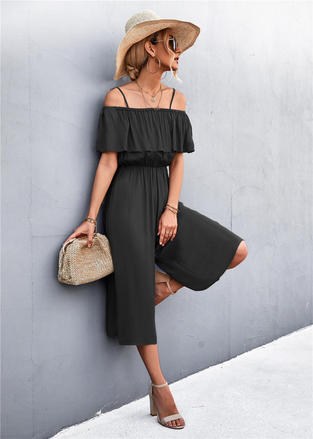 Women's One Shoulder Jumpsuit Loose Casual Summer Strap Romper_voghion.com
