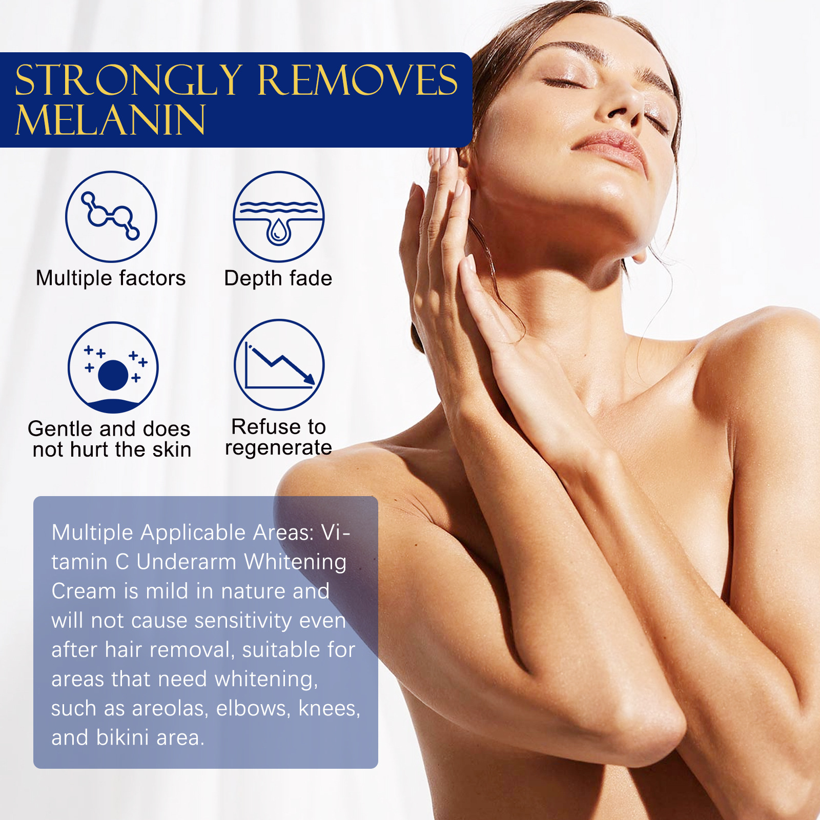 La crema blanqueadora corporal aclara la opacidad, la oscuridad de las axilas y los codos, unifica el tono de la piel e hidrata._voghion.com