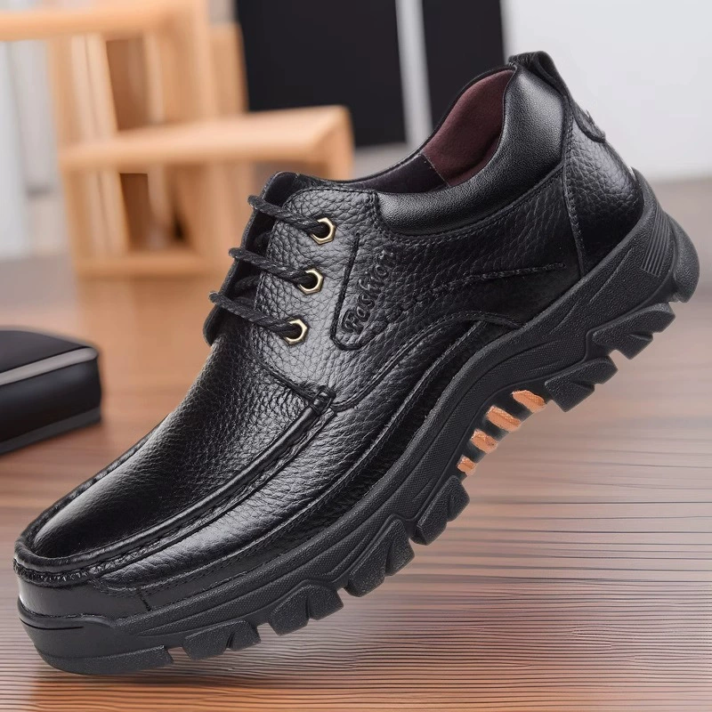 Мужские походные ботинки, кожаные туфли, повседневная обувь больших размеров на шнуровке, нескользящая износостойкая обувь, готовые мужские кожаные туфли AliExpress