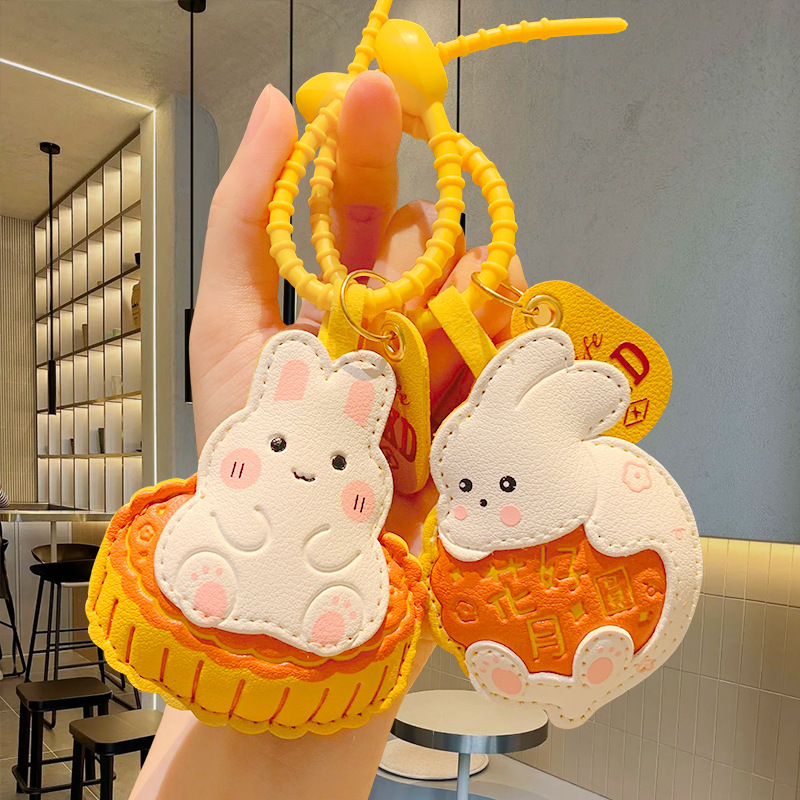 国潮アニメ中秋節月餅ウサギ手紐キーホルダー創意カップルバッグペンダント小プレゼント卸売り|undefined