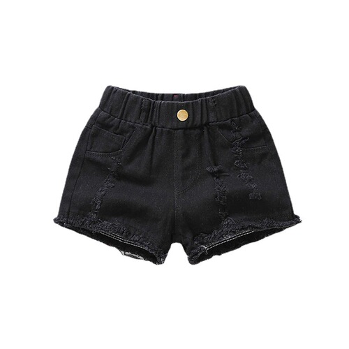 Girls shorts summer 2024 style children's style medium and large children's denim shorts outer wear hot pants ripped fashion multi-color