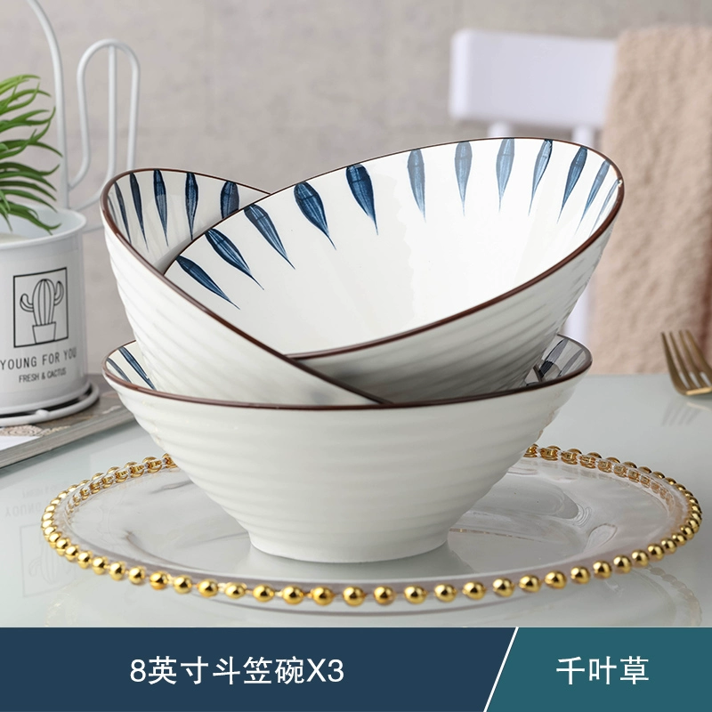 Japanese ceramic big soup bowl, tableware for students, increased thickness