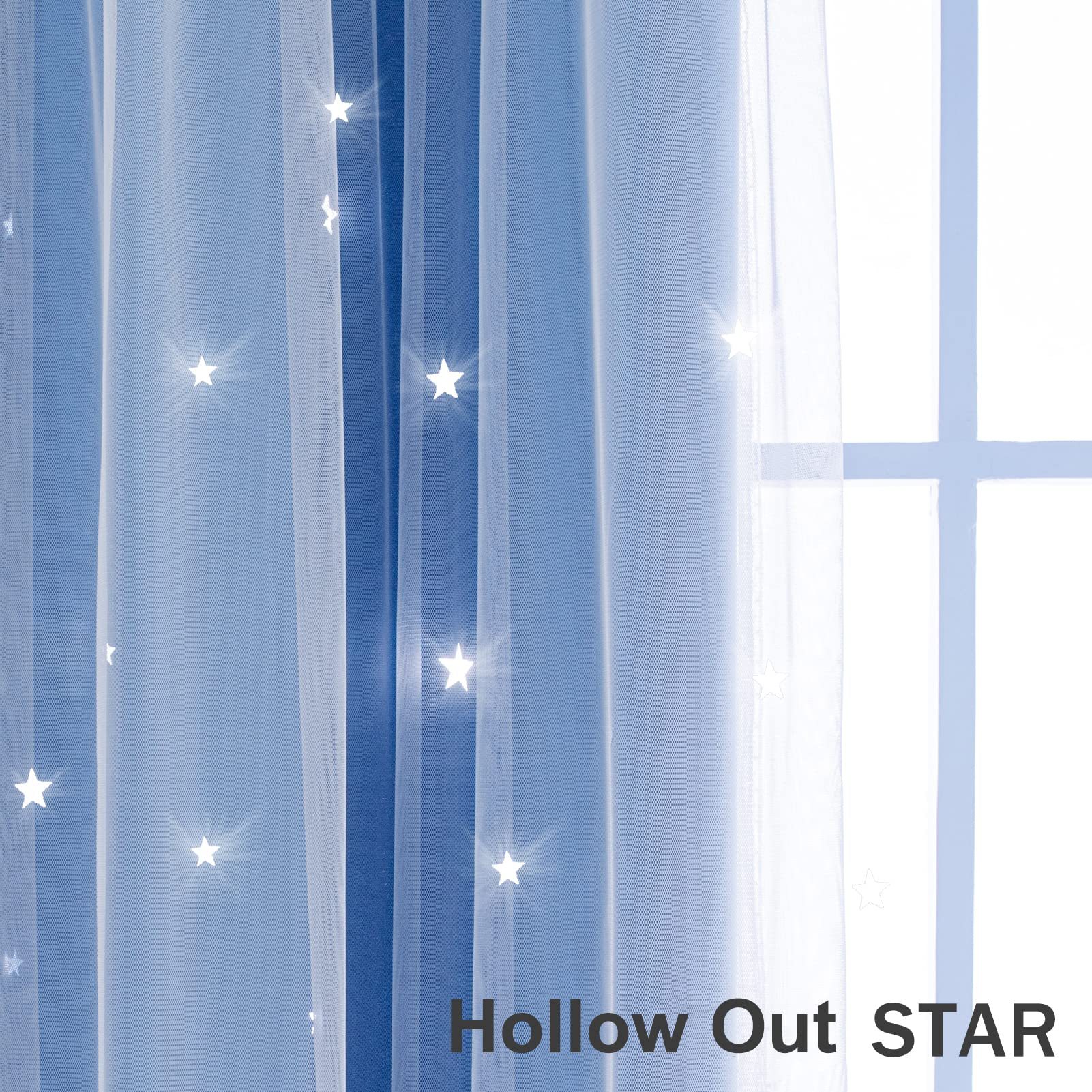 double layer curtains hollow star blackout rod punching short curtains_voghion.com