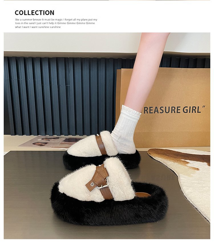 2023 Autumn/winter New Tall and Thick Sole Plush Shoes Home Warmth Cotton Slippers_voghion.com