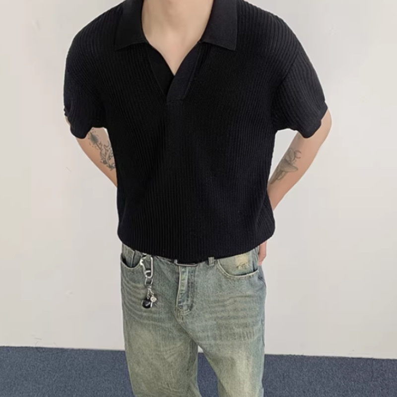 Cross-Border New Product: Men's Exquisite Short-Sleeve Polo Shirt with Meticulous Details and a Clean, Easy-To-Wear Design for a Refreshing Look
