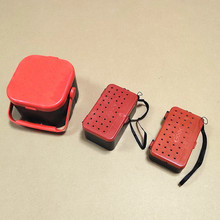 批发加厚便携型红虫盒蚯蚓盒双层带提手活饵盒 塑料方红虫盒