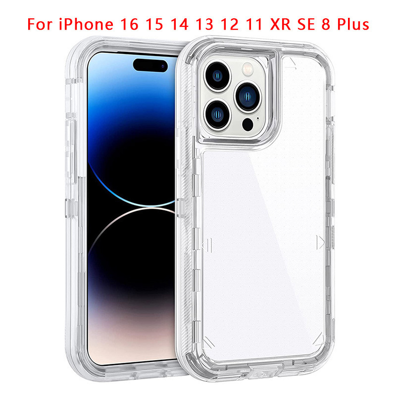 iPhone 17、16e、14、13、11、12、15 Pro Max対応、透明な3in1耐衝撃スマホケース|undefined