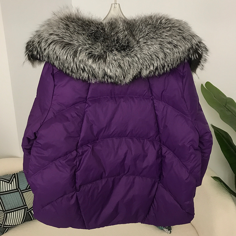 Women's Down Jacket With White Duck Down And Fur Short Coat_voghion.com