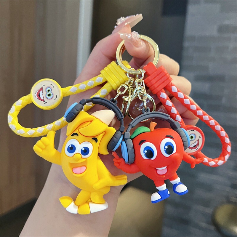 Creative Cartoon Music Fruit Keychain Cute Banana Eye-popping Fruit Key Chain Men's and Women's Bag Accessories Gifts