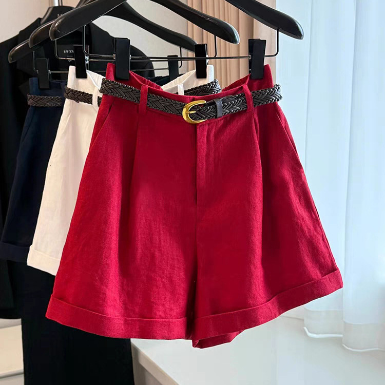 Highly Recommended~ Red Linen Casual Wide-Leg Pants for Women, 2026 Summer New High-Waisted Pleated Shorts Trendy Highly Recommended~ Red Linen Casual Wide-Leg Pants for Women, 2026 Summer New High-Waisted Pleated Shorts Trendy